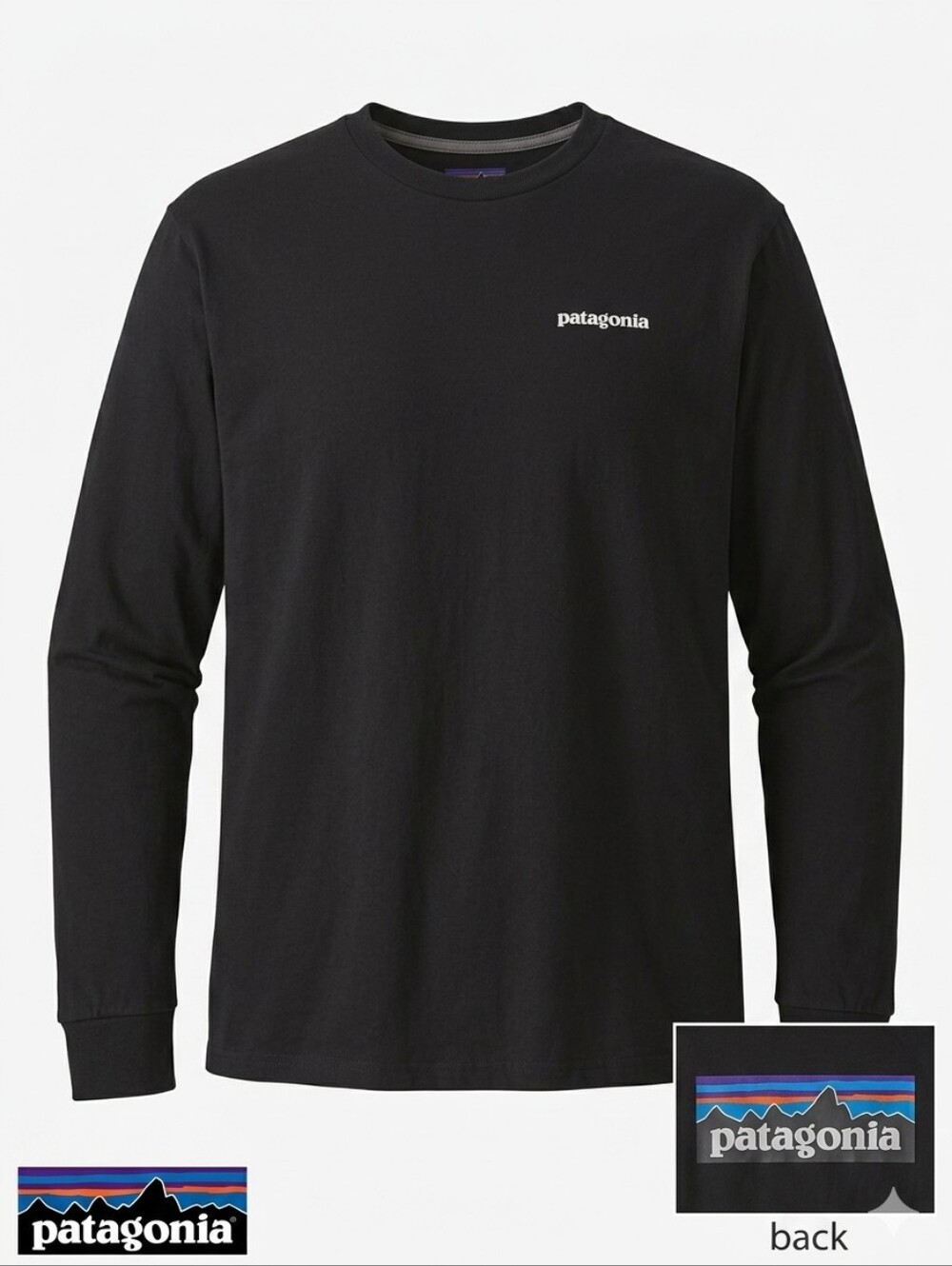 Patagonia Men's Responsibili-Tee Black Long Sleeve Shirt Size M Logo Graphic T